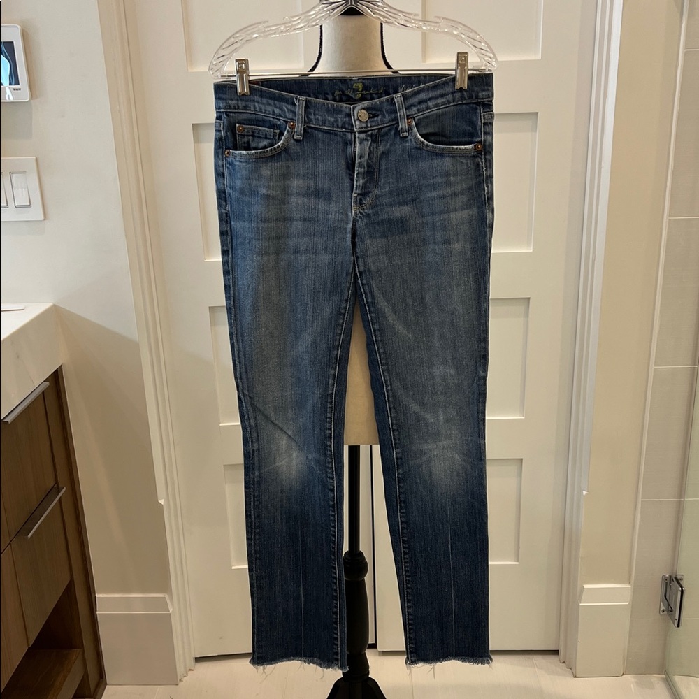 7 For All Mankind Dark Blue Straight Leg Jeans